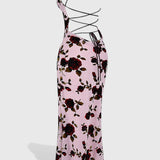 Irina Vestido Deslizante con Estampado Floral y Espalda Descubierta