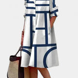 Larissa Vestido en Algodón con Estampado Geométrico