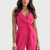 Montserrat Mono Elegante sin Mangas con Lazo y Caída Fluida