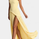 CELAENA VESTIDO MAXI OFF SHOULDER DE CHIFFON CON ABERTURA LATERAL