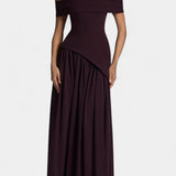 CELAENA VESTIDO MAXI OFF SHOULDER DE CHIFFON CON ABERTURA LATERAL