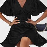 Adalee Vestido de Dama con Escote en V y Cintura Cruzada