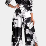 Brina Mono Largo Tie Dye con Hombros Descubiertos y Pierna Ancha con Abertura