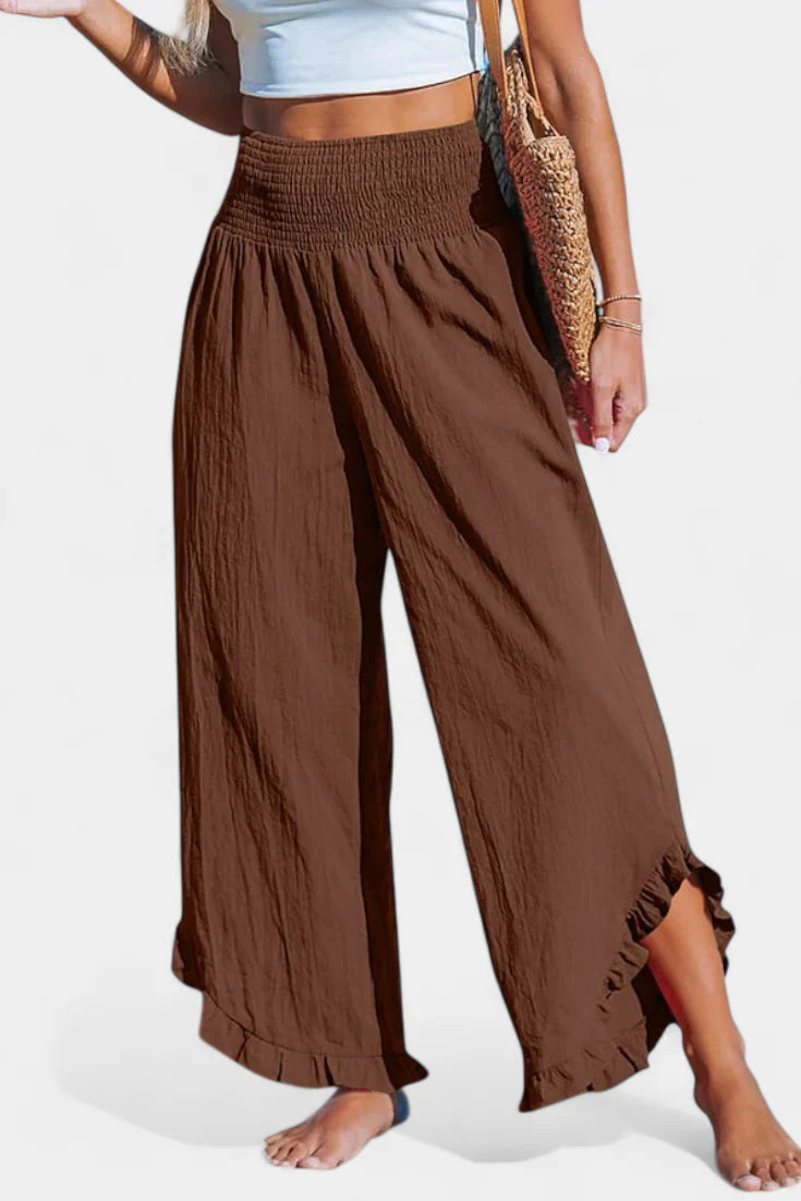 Justina Pantalón Palazzo con Volantes y Talle Alto