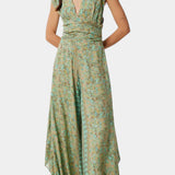 Leandra Mono Fluido Cruzado con Estampado Floral Verde