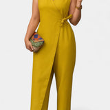 Zoe Mono Elegante con Escote en V y Cinturón Ajustable