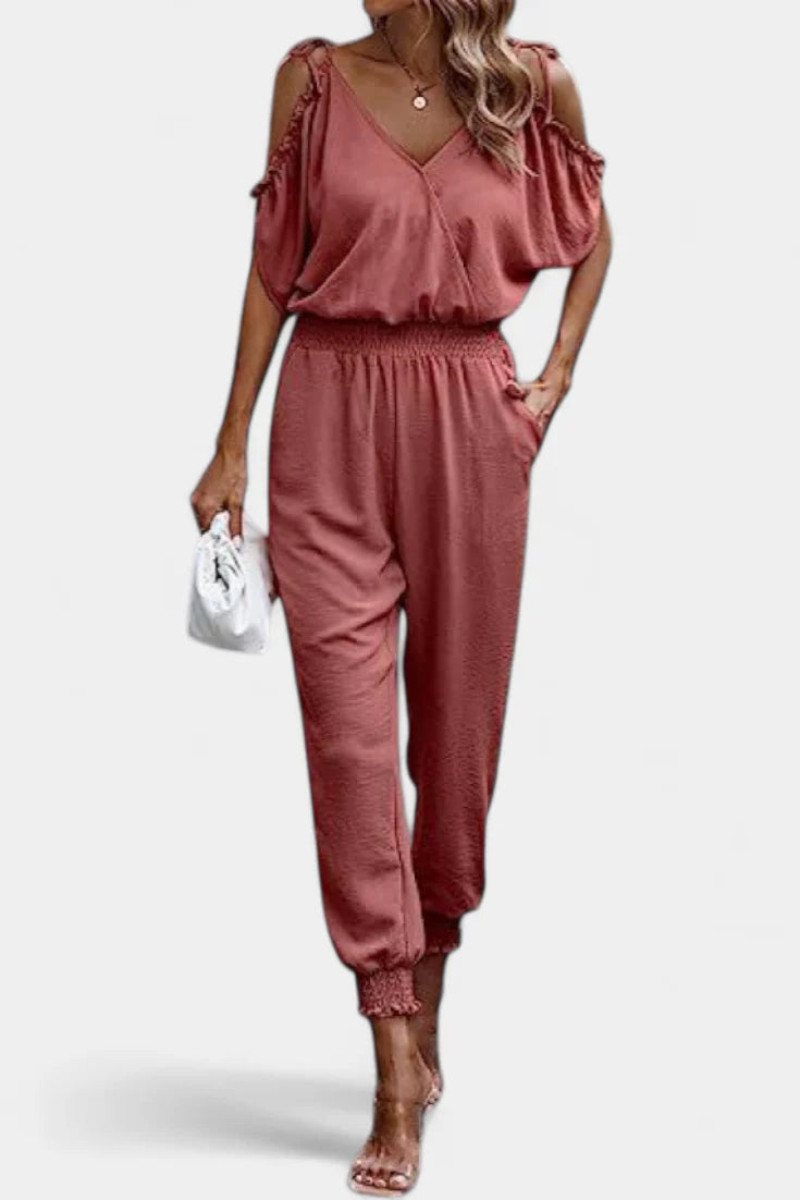 Solene Mono Casual de Hombros Descubiertos con Escote en V