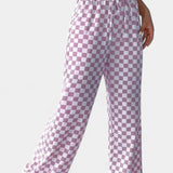 Hilaria Pantalones de Pierna Ancha con Estampado a Cuadros