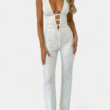 Kendra Mono Halter de Encaje con Espalda Ajustable