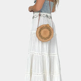 Dola Falda Maxi Boho con Encaje y Abertura Frontal