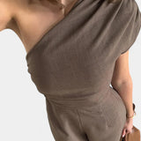 MAGNOLIA MONO ELEGANTE DE UN HOMBRO CON FRUNCIDOS