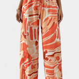 Senda Pantalones de Pierna Ancha con Estampado Abstracto