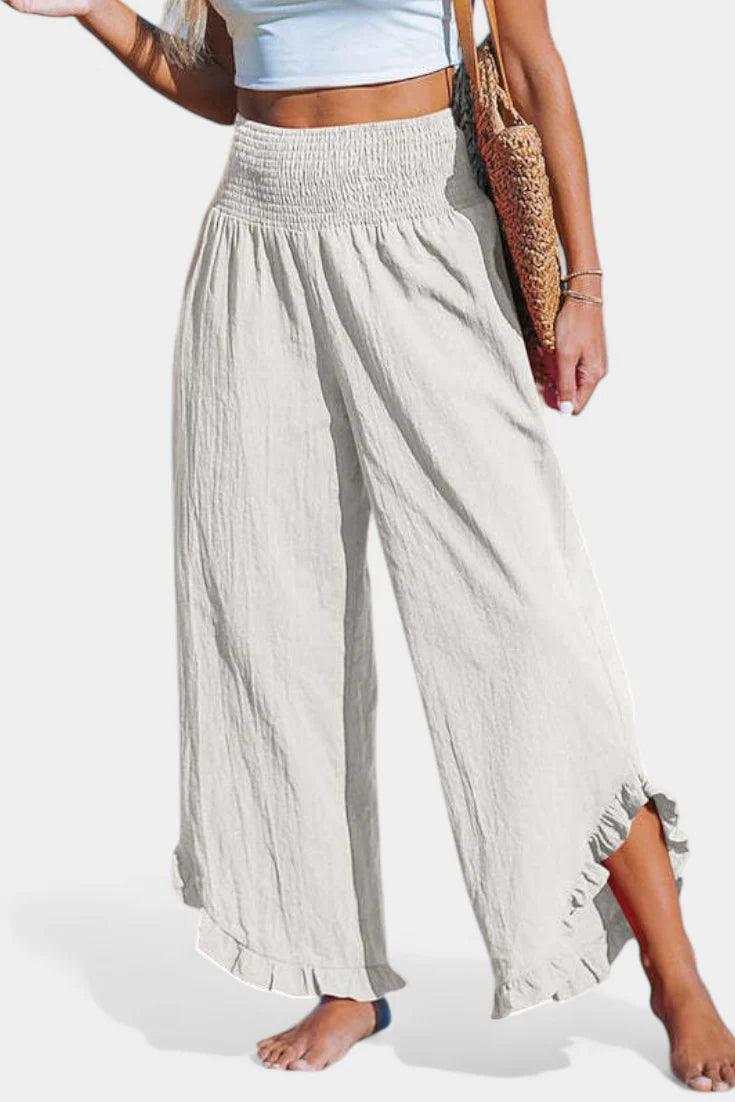 Justina Pantalón Palazzo con Volantes y Talle Alto