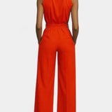 Ariella Mono Casual de Pierna Ancha con Solapa y Cintura Alta