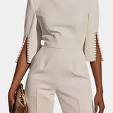 Prim Mono Suelto de Color Sólido con Cuello Redondo