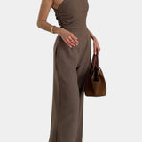 MAGNOLIA MONO ELEGANTE DE UN HOMBRO CON FRUNCIDOS