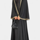 GINEBRA ABAYA FLUIDA CON BORDADO DORADO