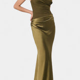 OTTAVIA VESTIDO LARGO DE FIESTA PLISADO CON ESCOTE DE UN SOLO HOMBRO