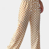 Hilaria Pantalones de Pierna Ancha con Estampado a Cuadros