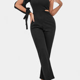 Sahar Mono Asimétrico con Cut-Out y Manga Larga Anudada