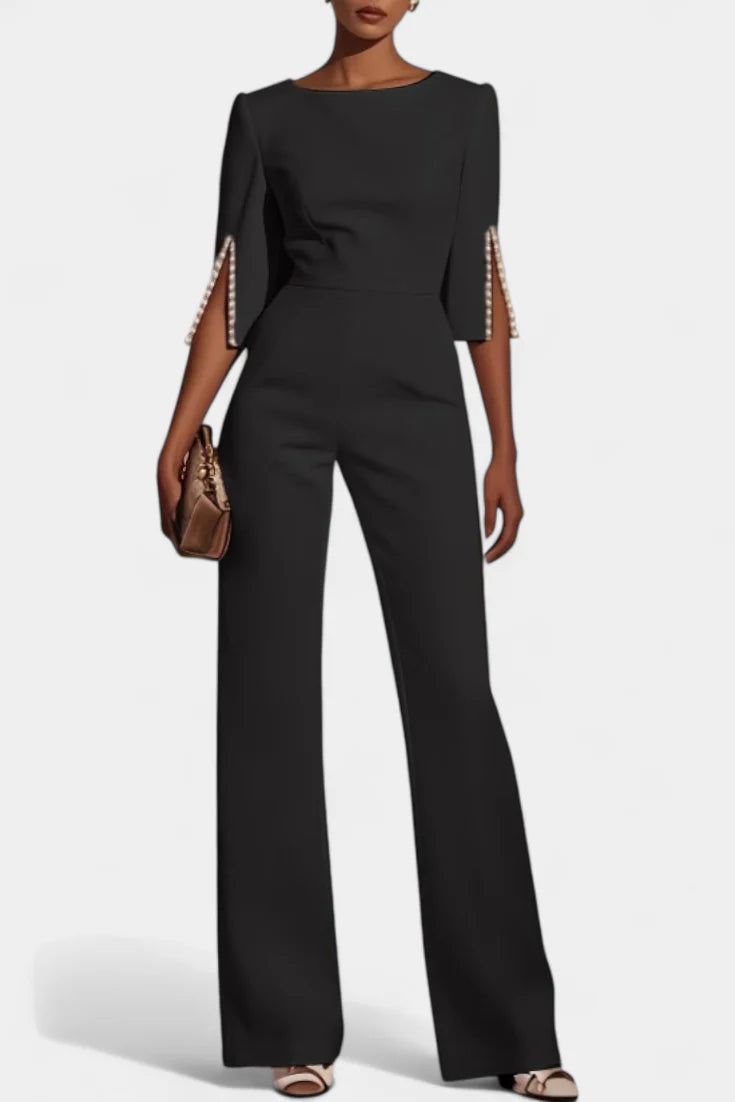 Prim Mono Suelto de Color Sólido con Cuello Redondo