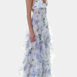 Bonnie Vestido Maxi con Volantes Florales y Corte Lateral