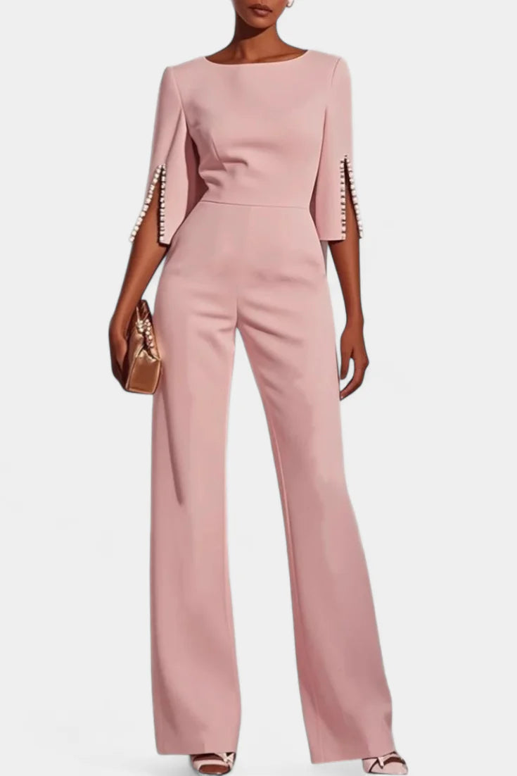 Prim Mono Suelto de Color Sólido con Cuello Redondo