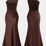 OTTAVIA VESTIDO LARGO DE FIESTA PLISADO CON ESCOTE DE UN SOLO HOMBRO