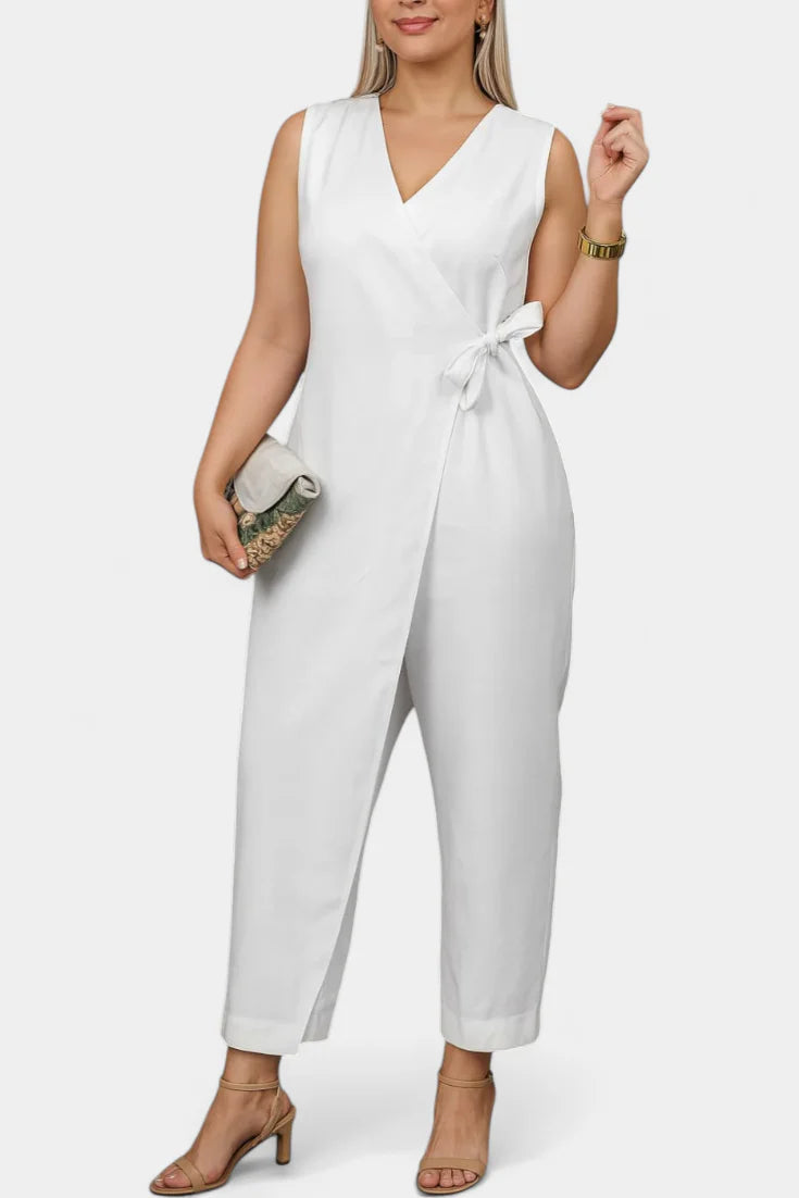 Zoe Mono Elegante con Escote en V y Cinturón Ajustable