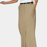 Amani Falda Larga de Cintura Alta con Abertura Frontal y Corte Recto