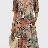 Perla Vestido Boho con Estampado Floral y Detalles en Crochet