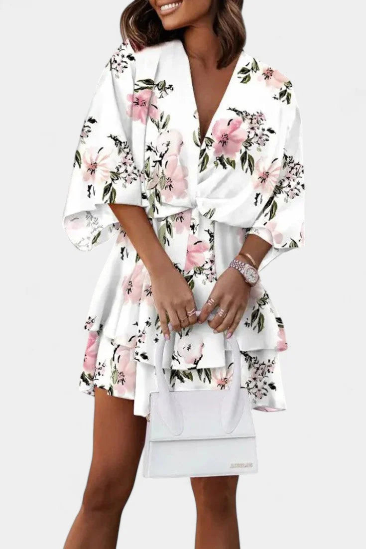 Eliza Vestido Mini con Nudo Frontal y Volantes