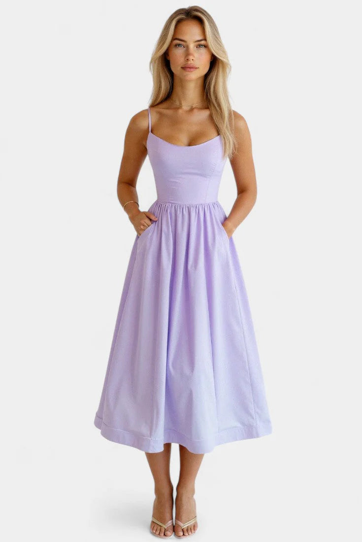 Marvelle Vestido Midi Sin Mangas de Caída Ligera