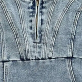 Janessa Vestido Denim con Tirantes Ajustables y Abertura Frontal