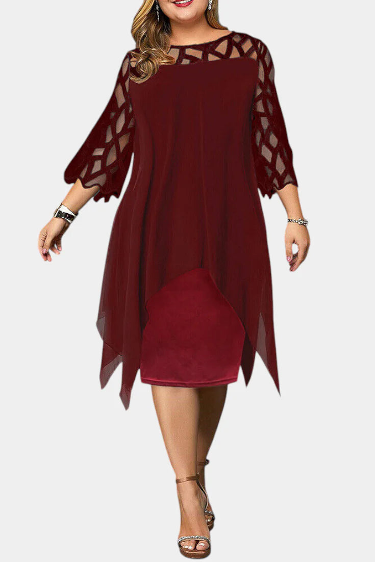 Yana Vestido Talla Grande con Mangas de Encaje