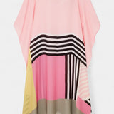 Elenora Caftán Geométrico de Corte Amplio con Tejido Butterfly Mesh