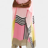 Elenora Caftán Geométrico de Corte Amplio con Tejido Butterfly Mesh