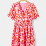 Kimberly Vestido Floral con Volantes con Escote en V