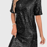 Loreen Vestido Mini con Brillos y Corte Relajado