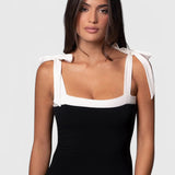 Sabine Vestido de Noche de Largo Completo con Tirantes de Lazo