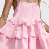 Vianey Vestido Mini de Algodón y Lino Sin Espalda