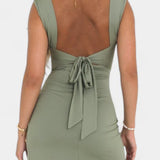 Viveka Vestido con Lazo en la Espalda y Comodidad Elástica