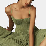 Ottilie Vestido de Chiffon Plisado con Corsé Esculpido y Escote Corazón